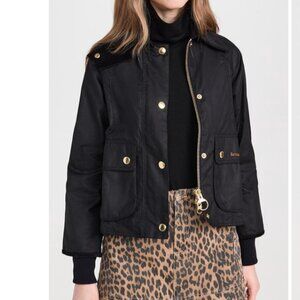 Black/Classic ~~ Barbour Cropped Beadnell Wax Jacket MSRP$528 British Elegance